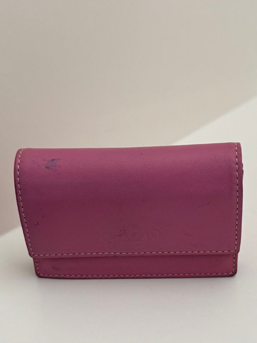 VTG ROSE PINK COACH MULTI CARD HOLDER ACCORDIAN CARD CASE FLAP TOP W/SNAP